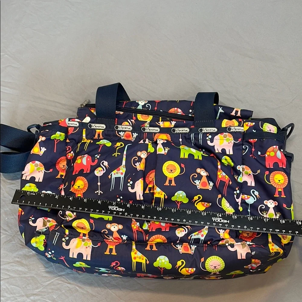 LeSportsac Ryan Diaper Bag Colorful Zoo Cute Animal Tote Baby Changing Pad Navy
